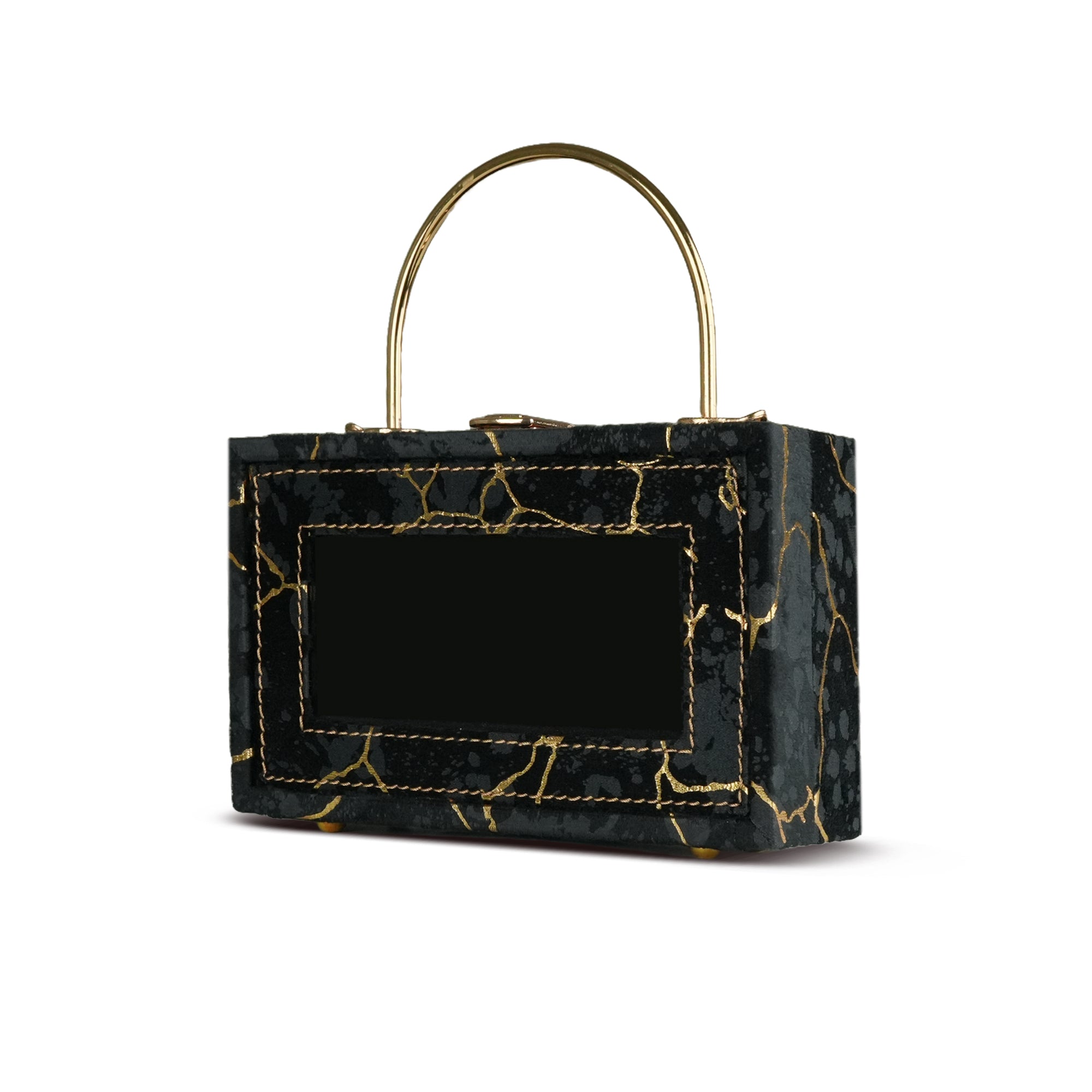 Midnight Marble Luxe Frame HandBag