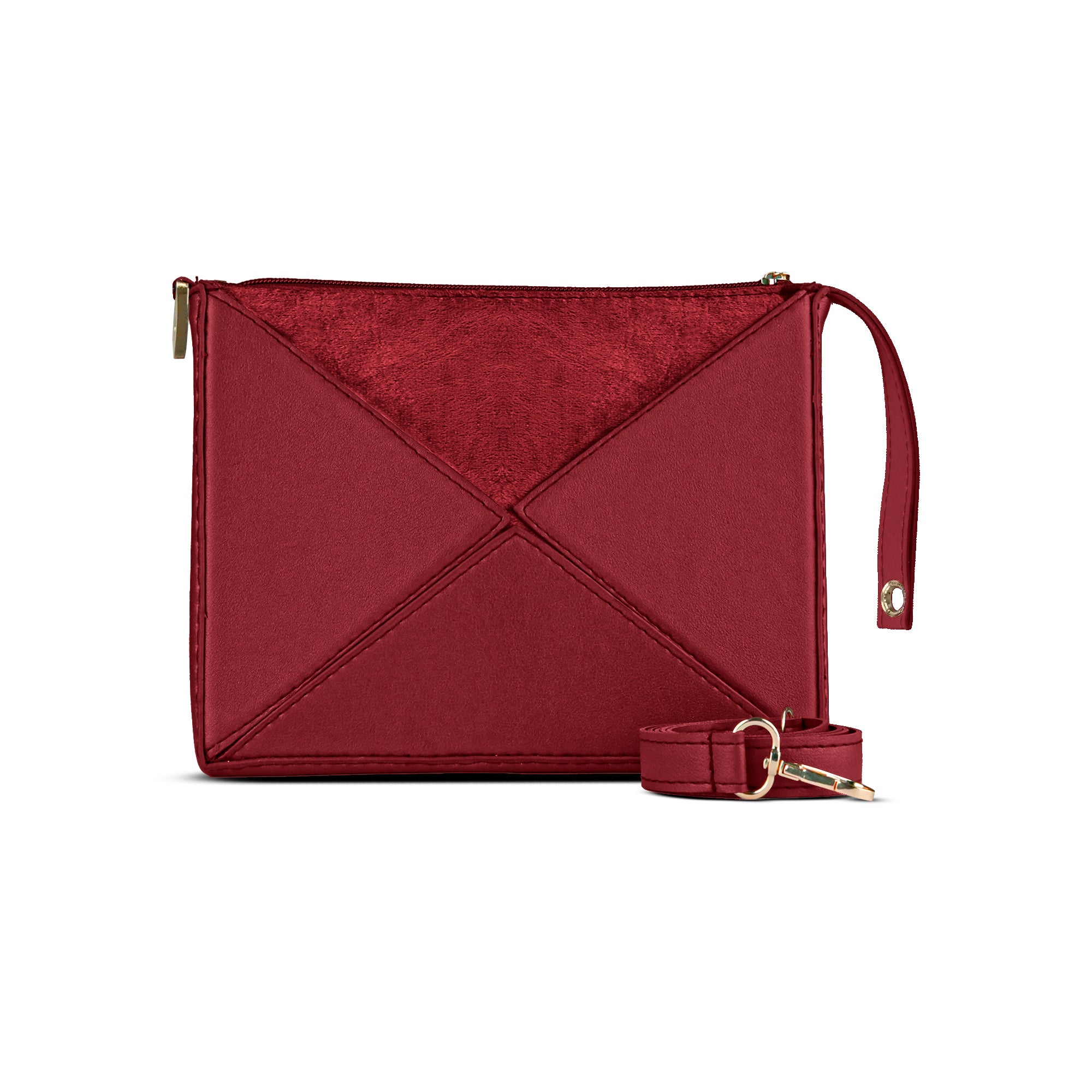 Maroon Velvet Foldover HandBag