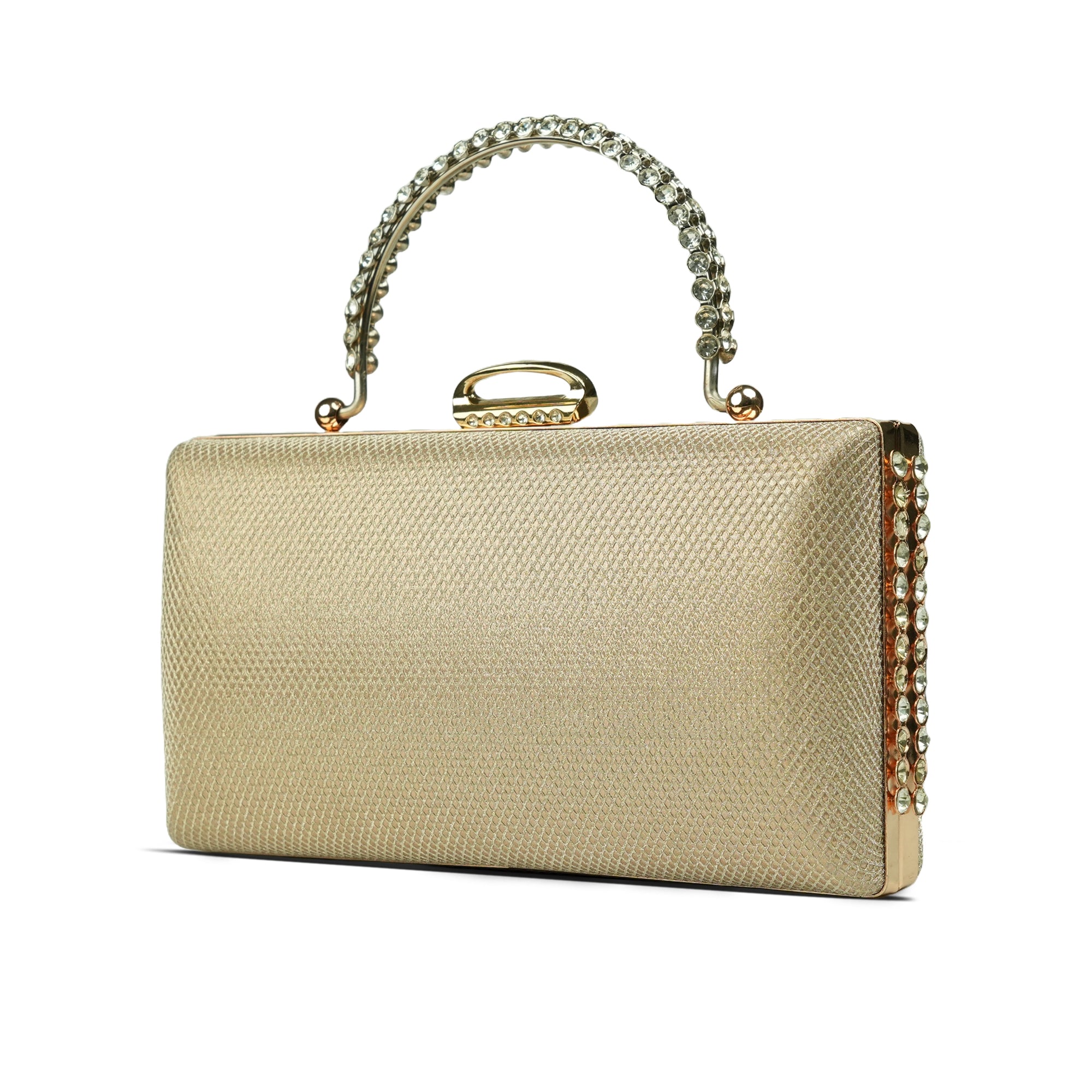 Elegant Gold Crystal-Studded Clutch