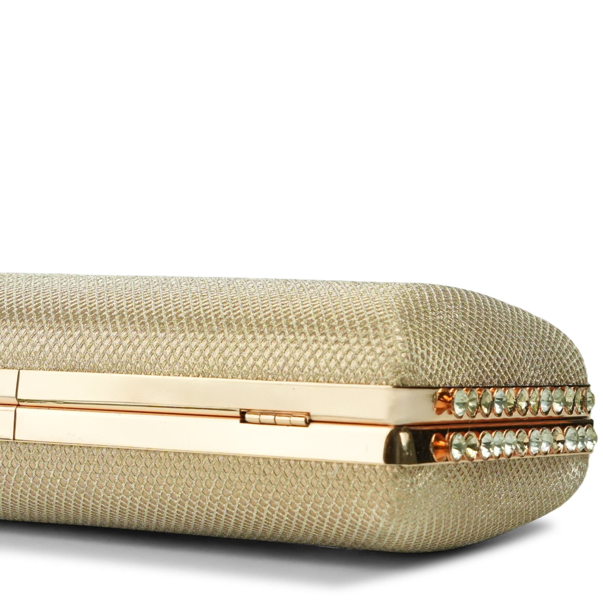 Elegant Gold Crystal-Studded Clutch