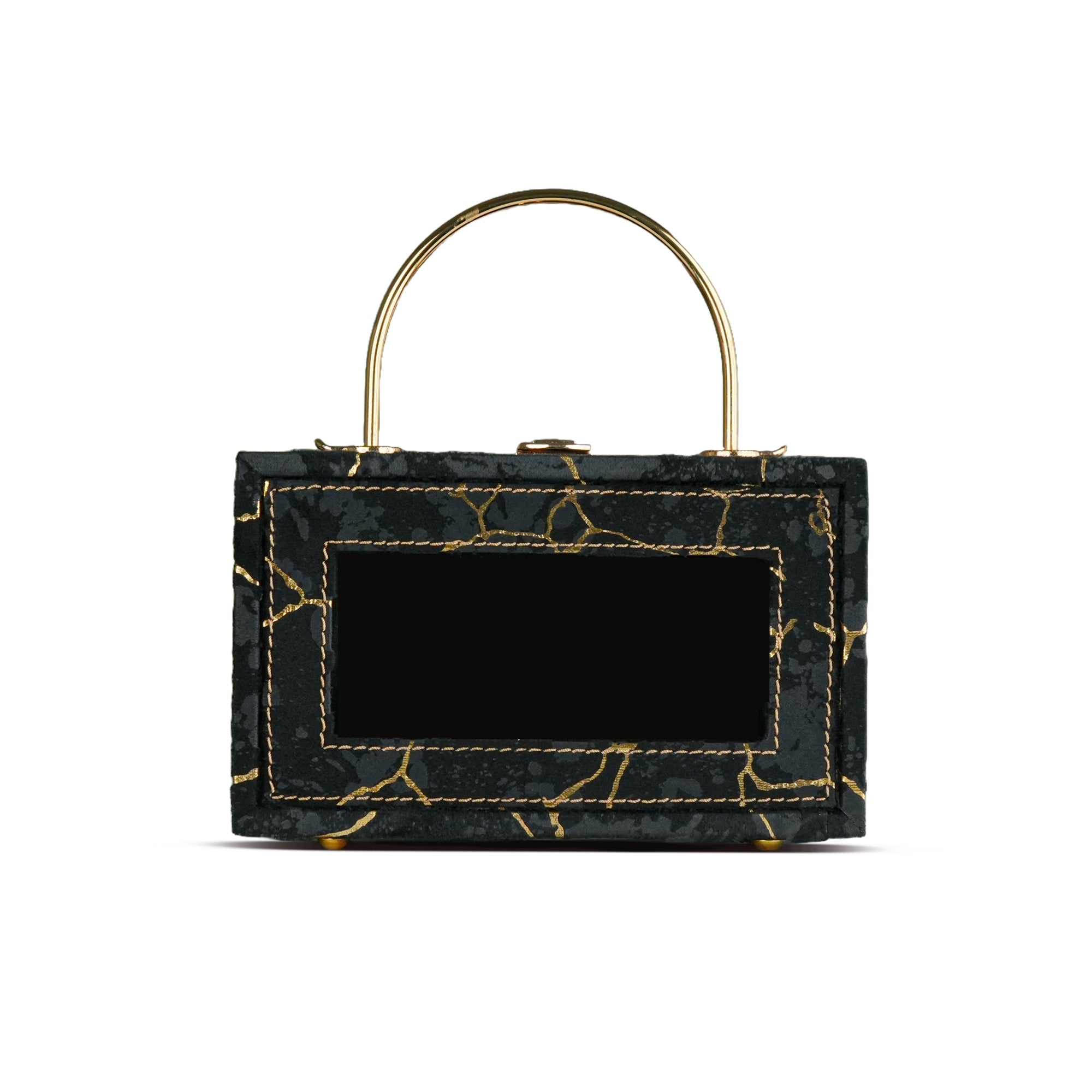 Midnight Marble Luxe Frame HandBag