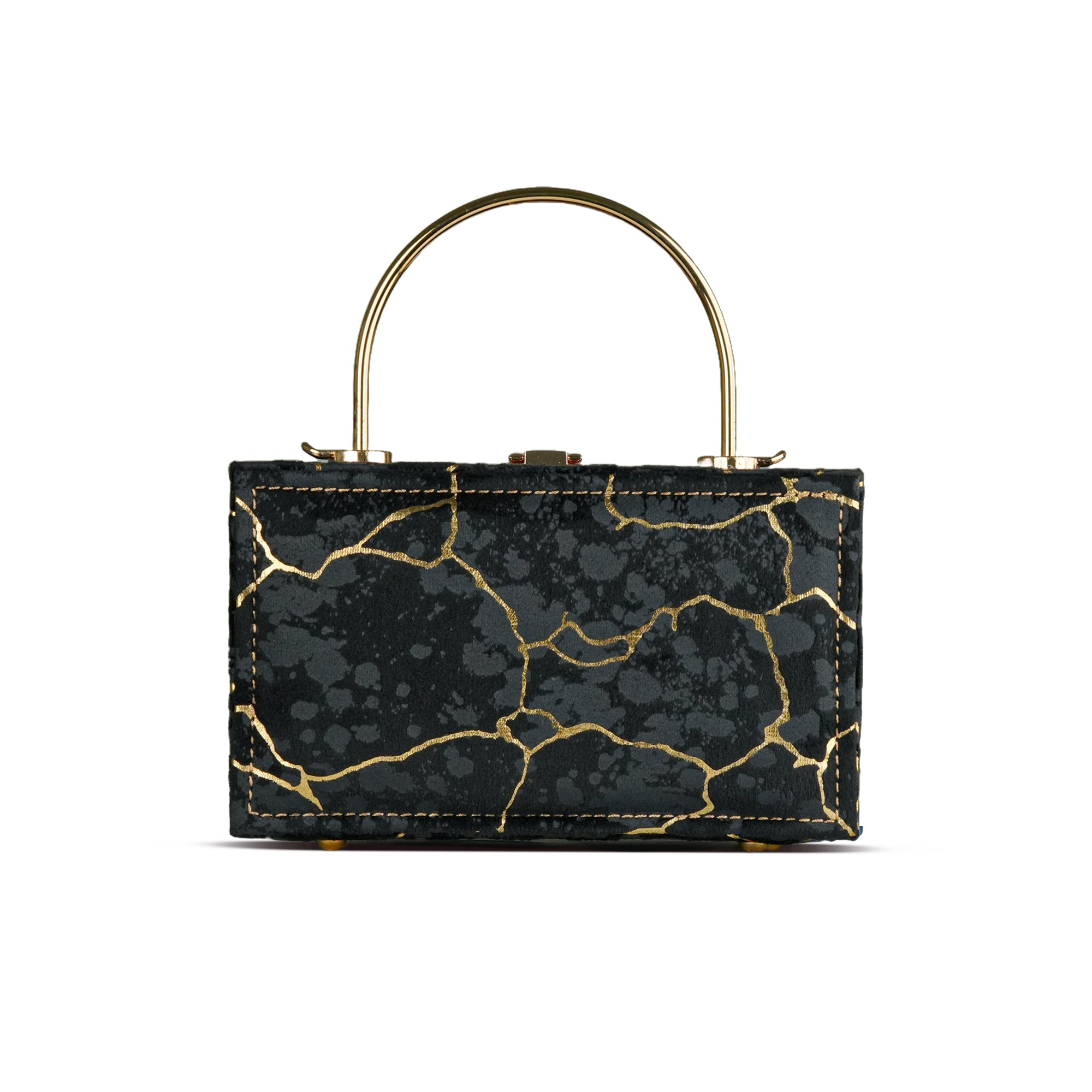 Midnight Marble Luxe Frame HandBag