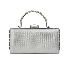 Elegant Silver Crystal-Studded Clutch