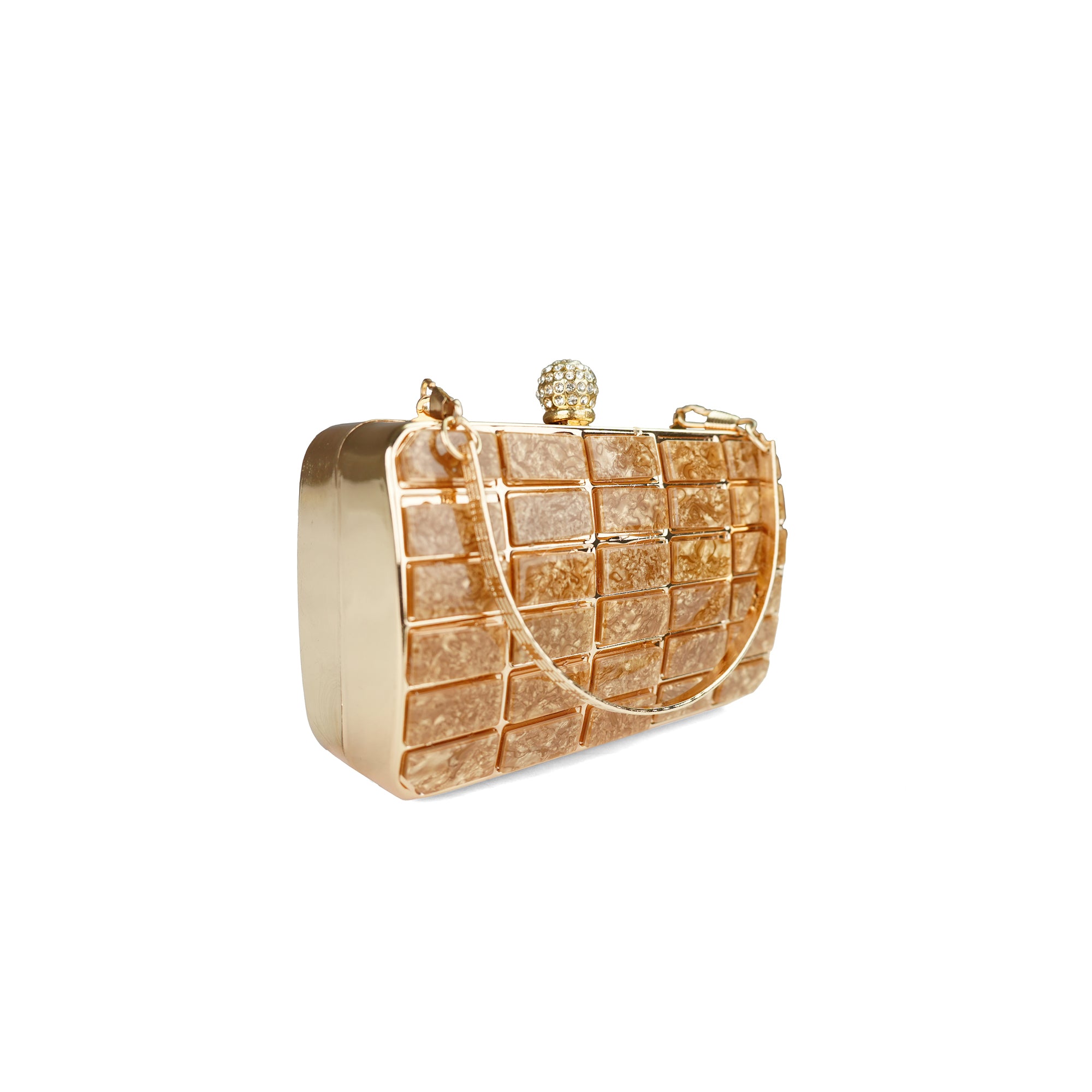 Luxe Gold-Tone Mosaic Clutch Bag