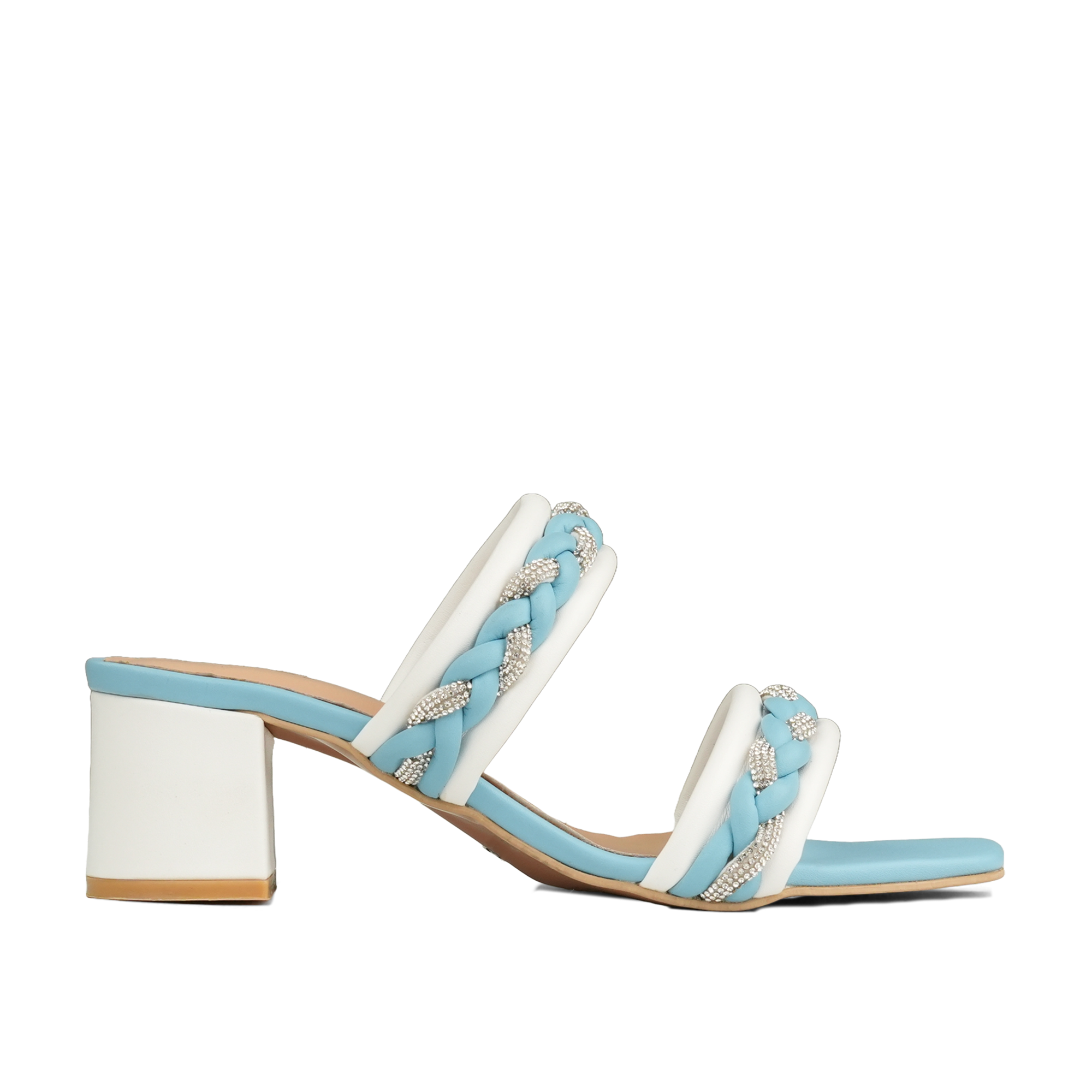 Pastel Blue Braided Block Heels WH07