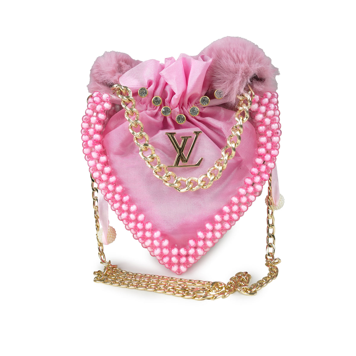 Pink Heart-Shaped LV Clutch