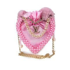 Pink Heart-Shaped LV Clutch