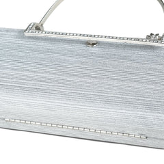 Silver Evening Clutch with Rhinestone Accents