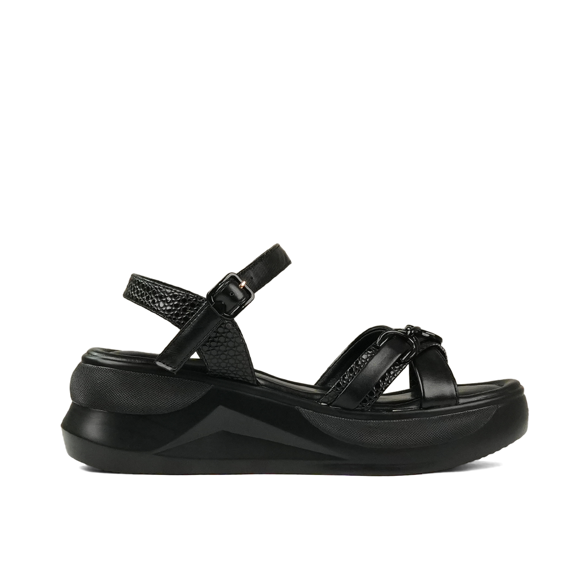 Black Wedge Sandals WS02