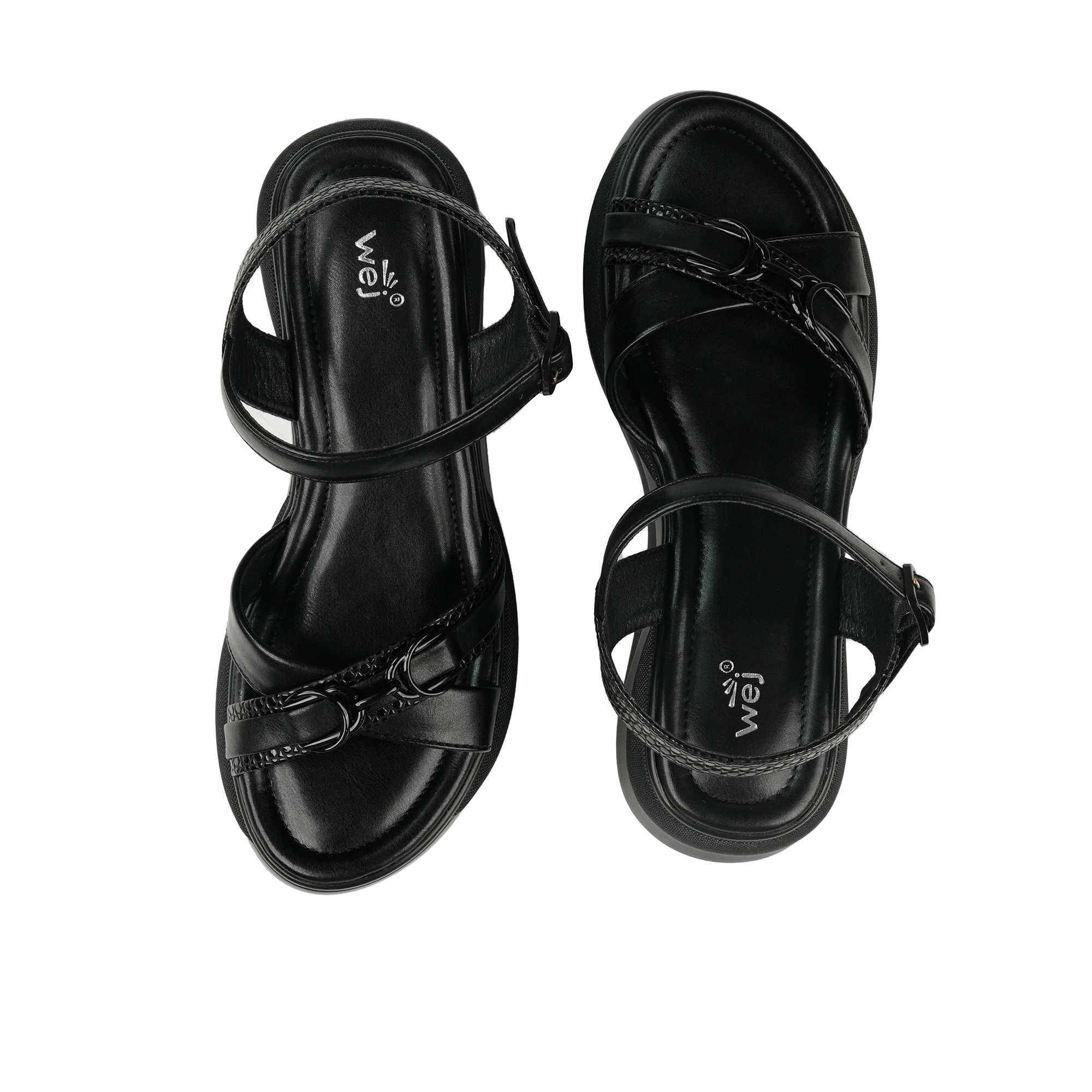 Black Wedge Sandals WS02