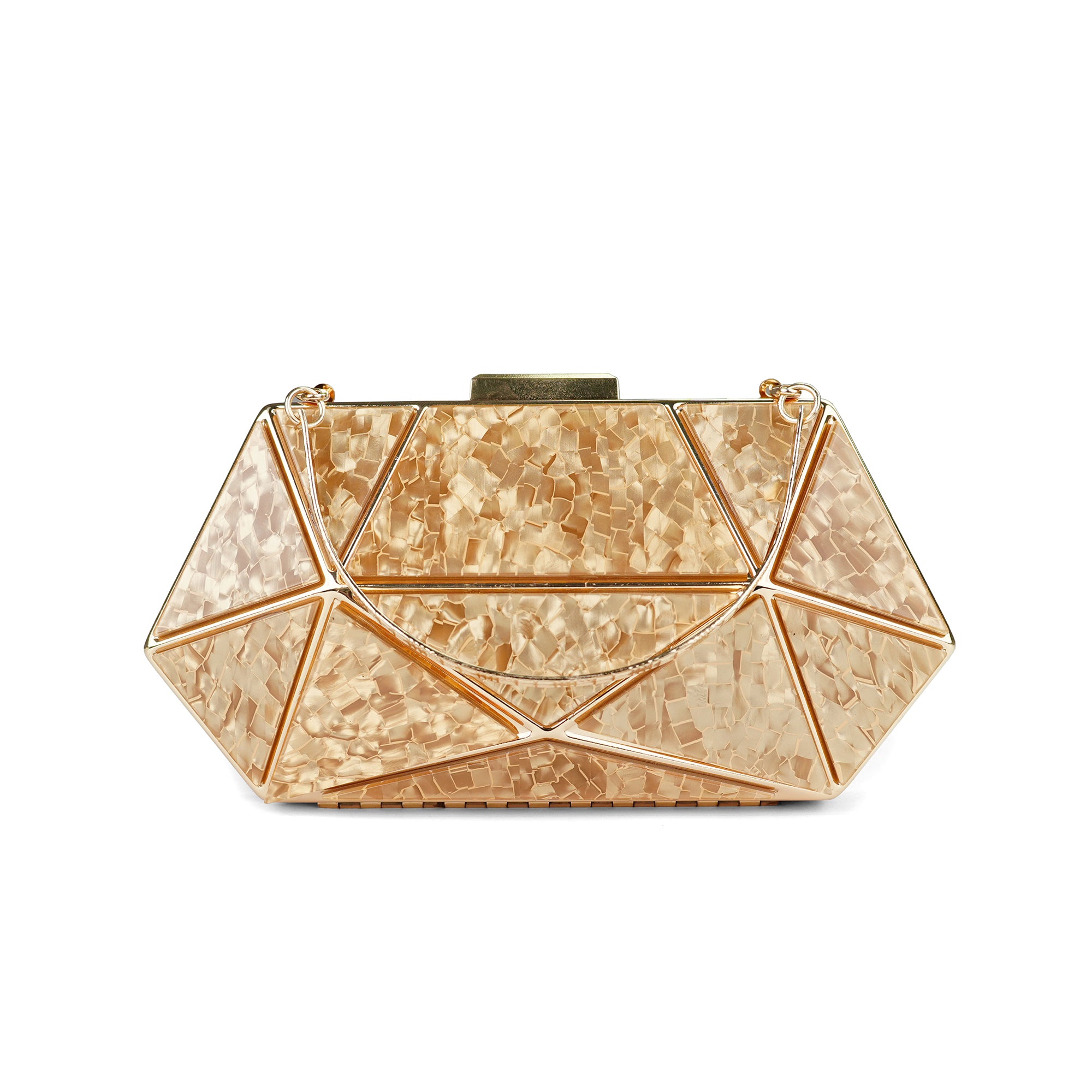 Gold Geometric Glamour Clutch Bag