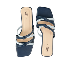 Navy Strappy Flats WF07