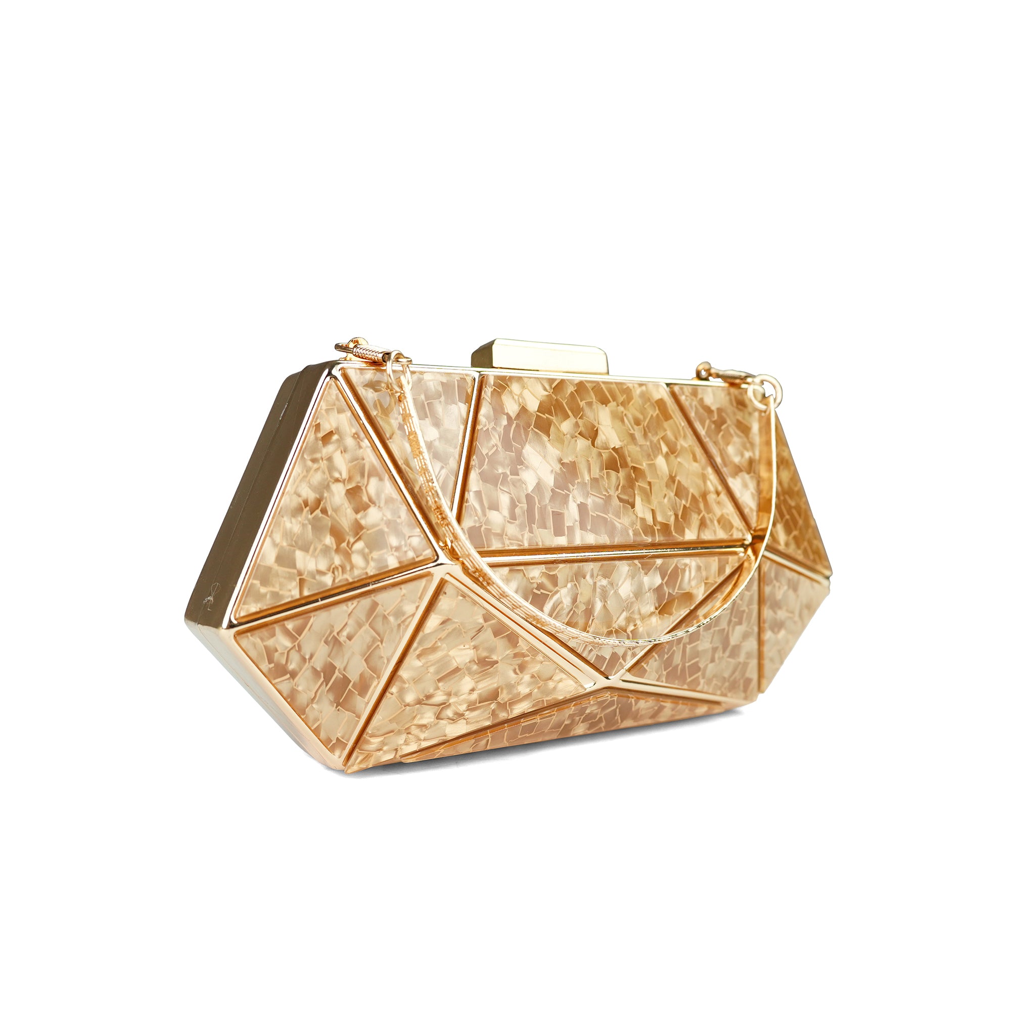 Gold Geometric Glamour Clutch Bag