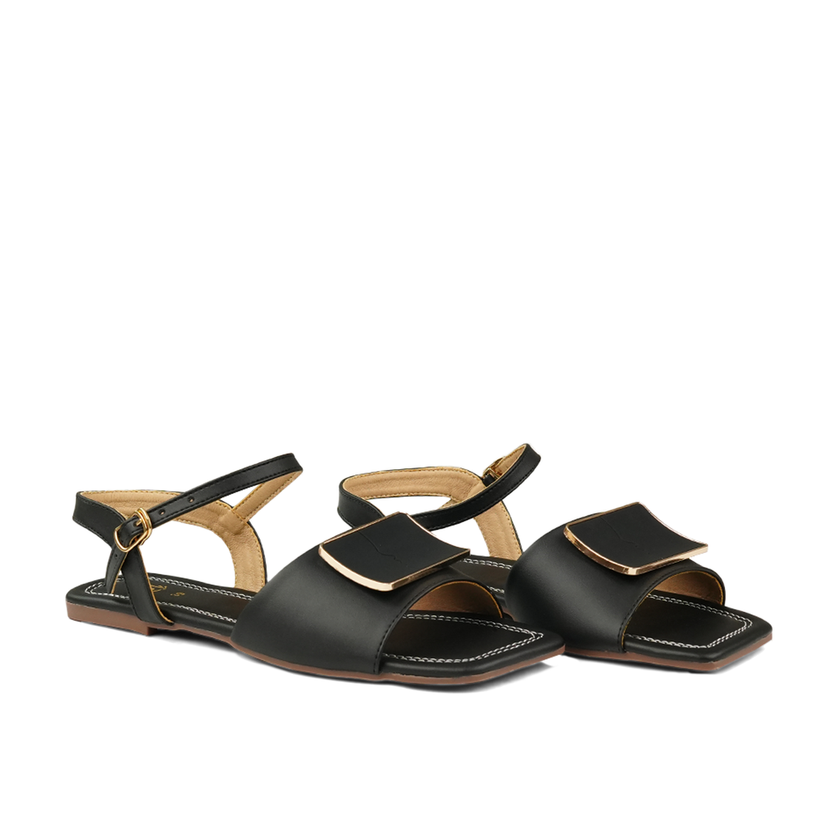 Black Minimalist Sandals WS03