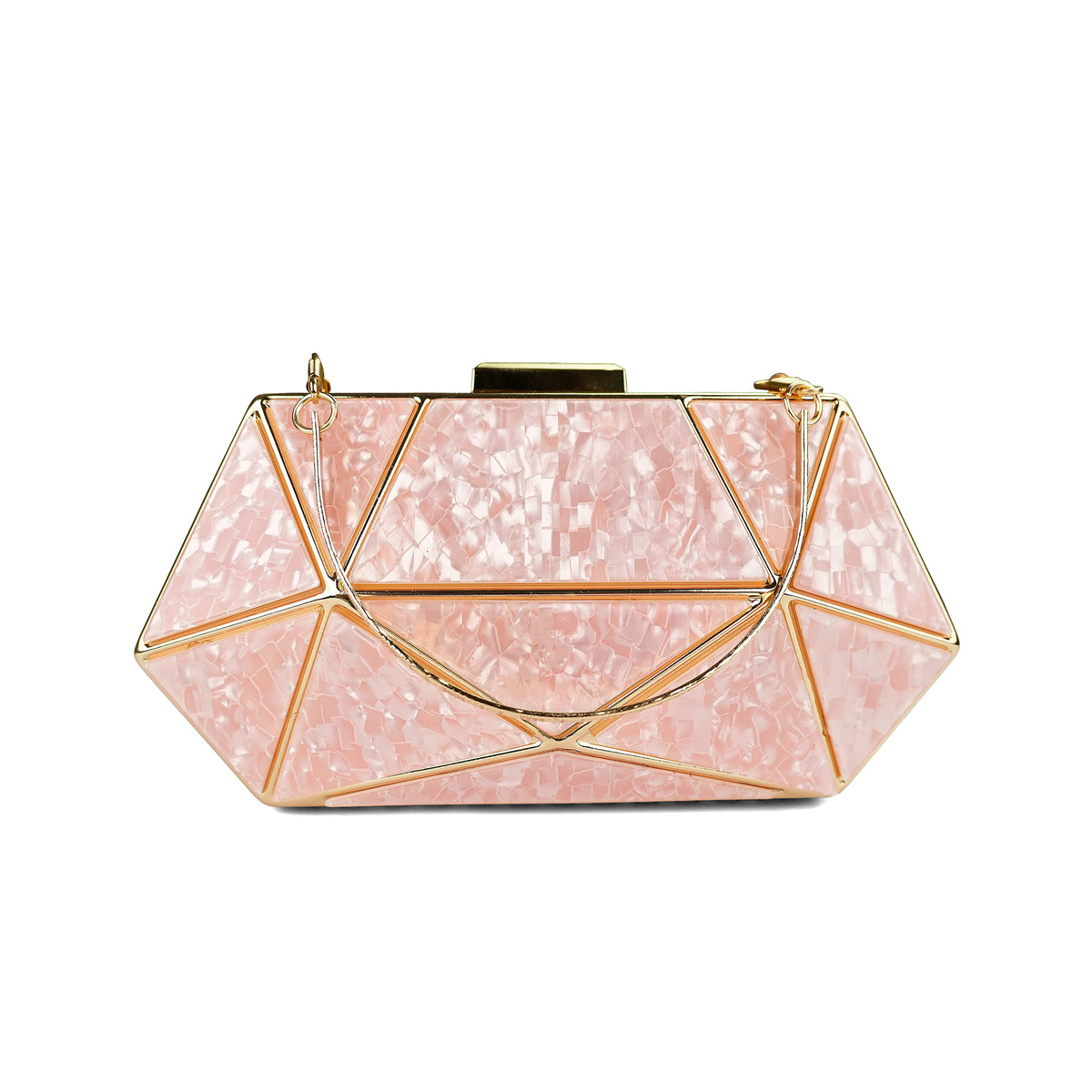 Pink Geometric Glamour Clutch Bag