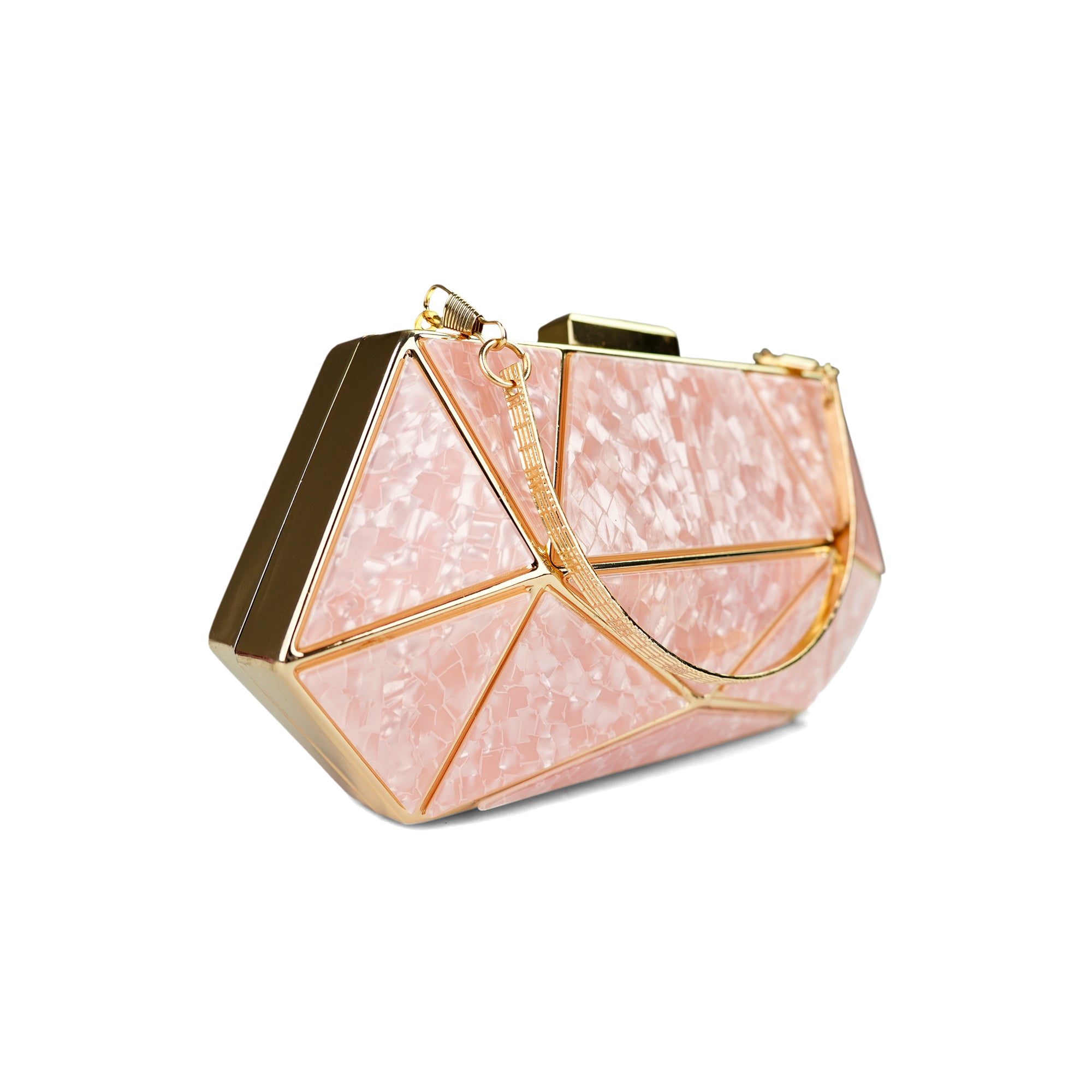 Pink Geometric Glamour Clutch Bag