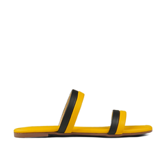 Yellow & Black Strappy Flats WF10