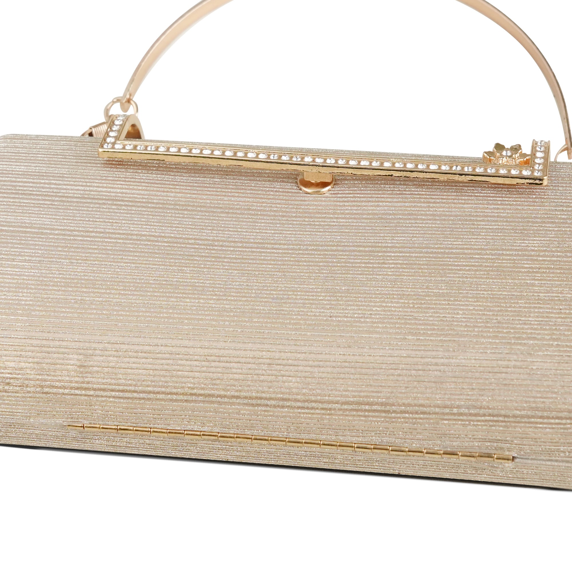 Golden Velvet Clutch with Rhinestone Clasp