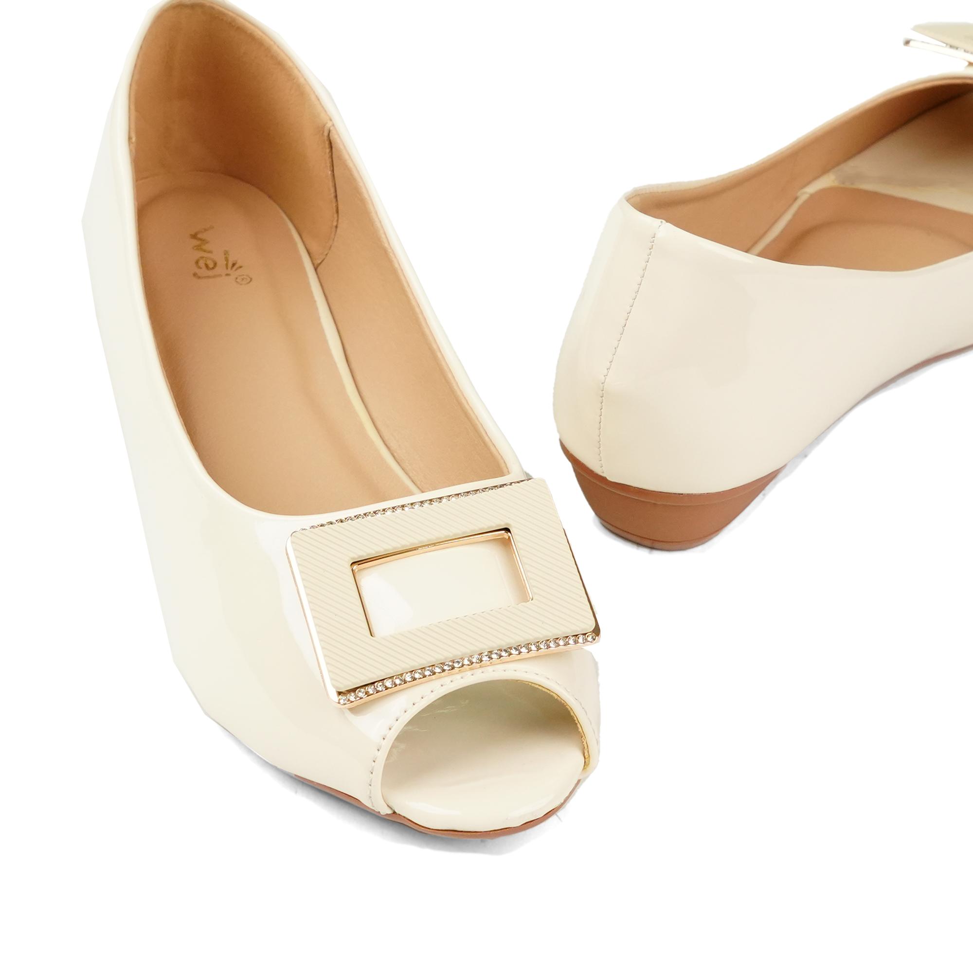 Beige Buckle Pumps WP08