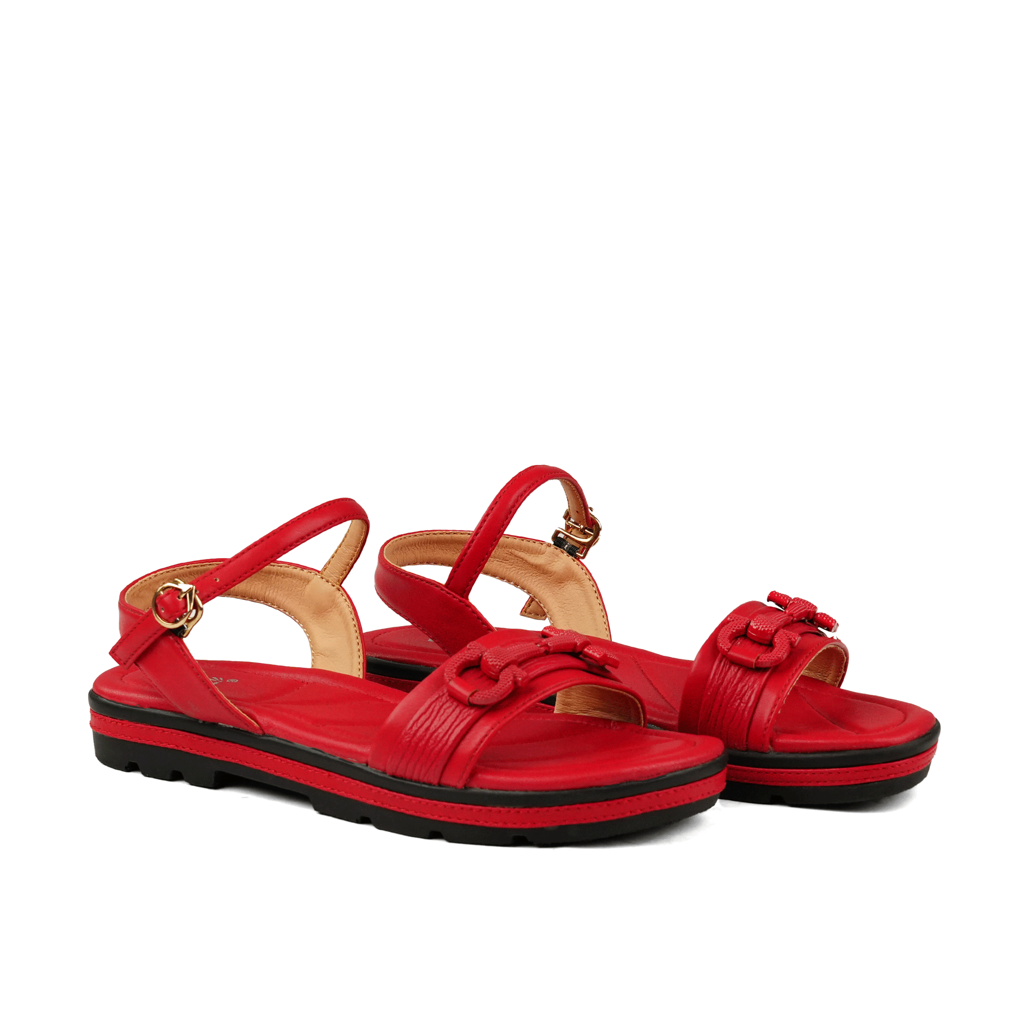 Red Double Strap Sandals WS07