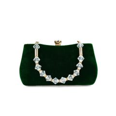 Emerald Crystal-Embellished Velvet Clutch