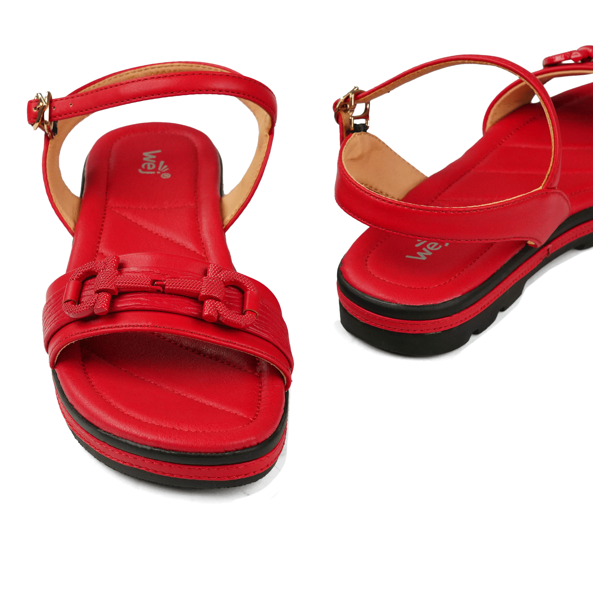 Red Double Strap Sandals WS07