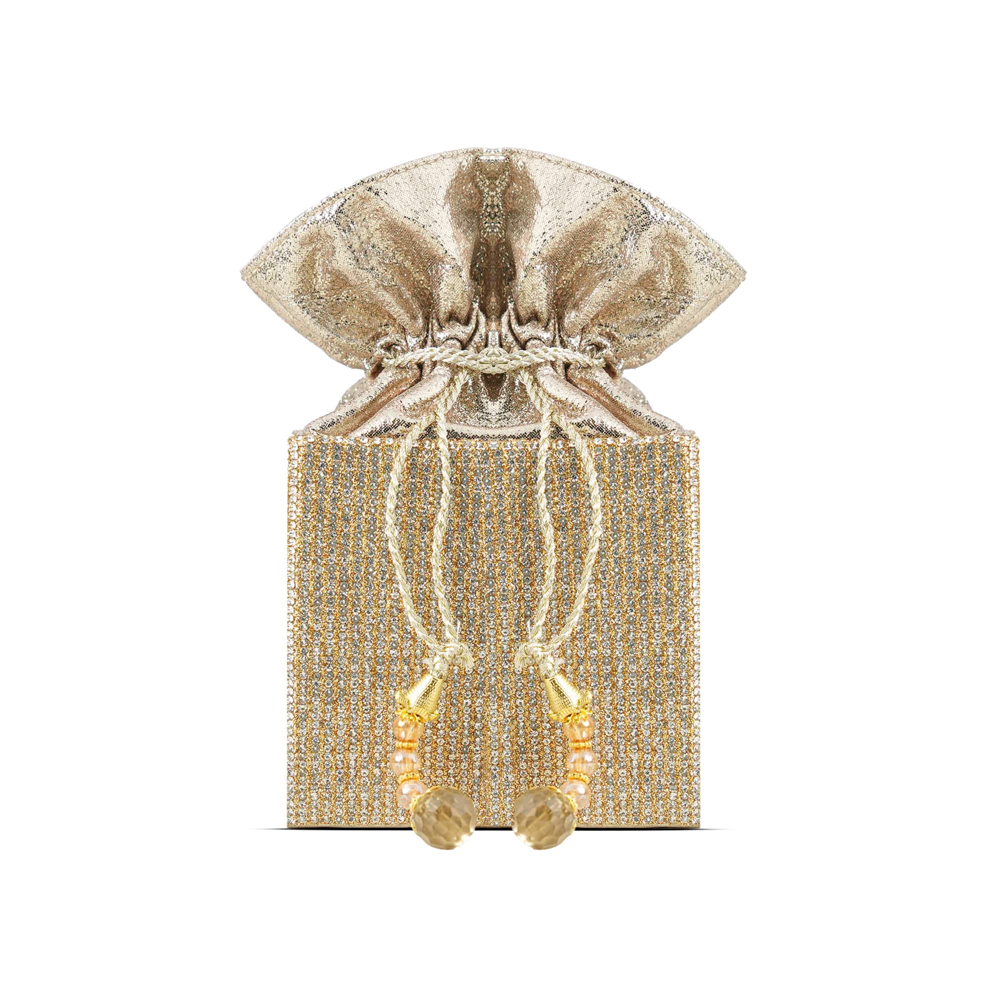 Gold Glitter Drawstring Gift Pouch