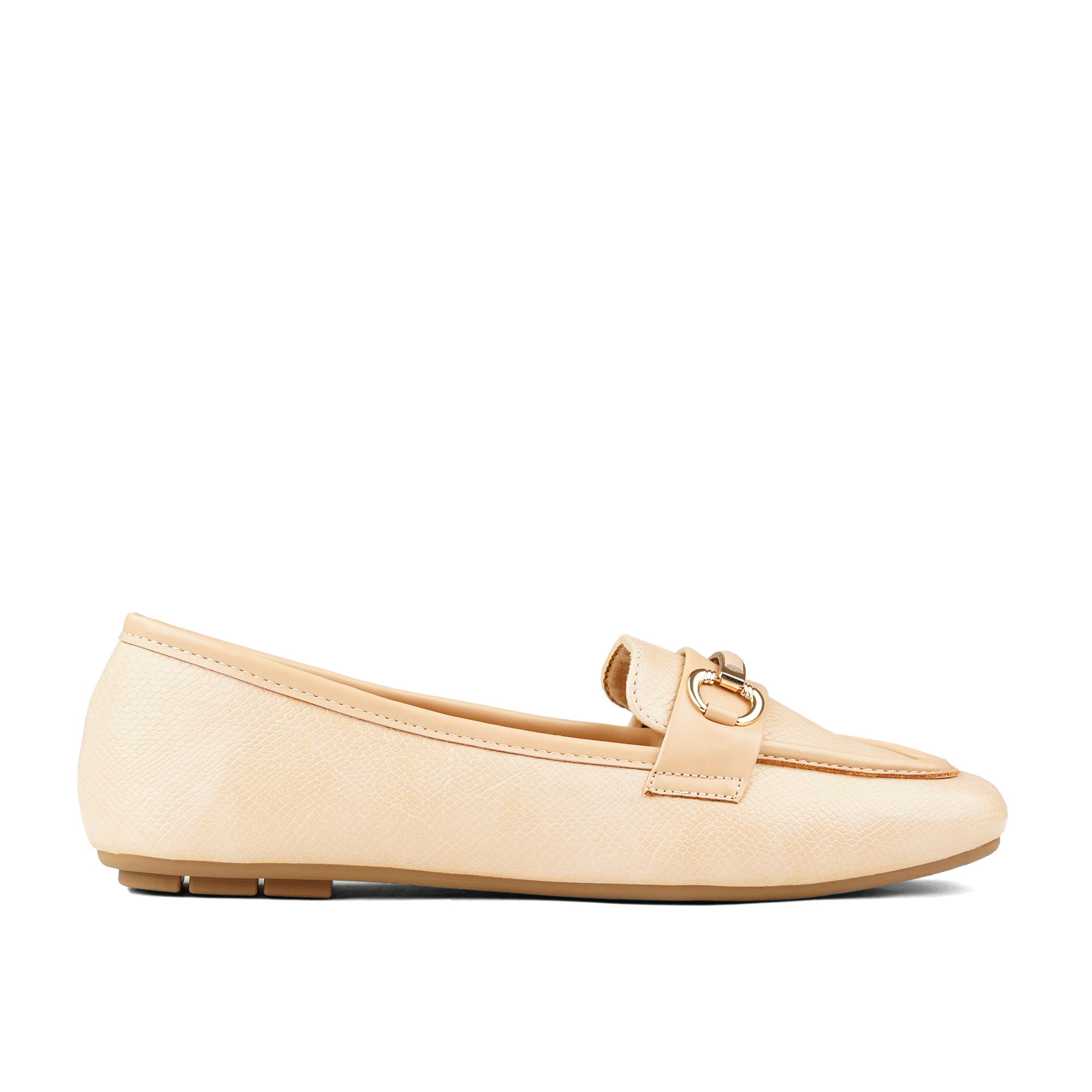 Beige Elegant Buckle Loafer WP15