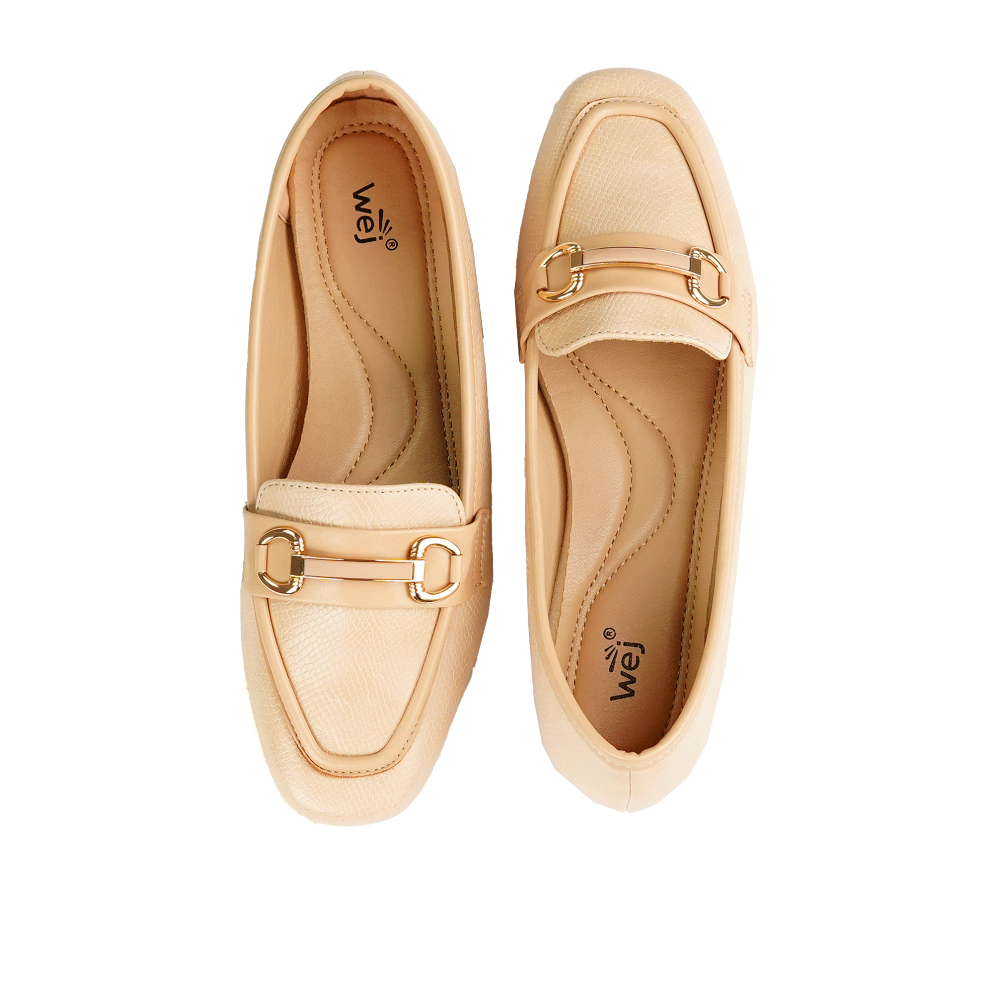 Beige Elegant Buckle Loafer WP15