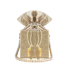 Gold Glitter Drawstring Gift Pouch