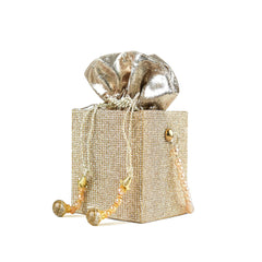 Gold Glitter Drawstring Gift Pouch