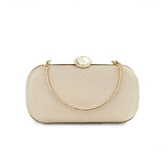 Elegant Pearl-Clasp Evening Clutch