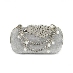 Elegant Pearl-Embellished Evening Clutch