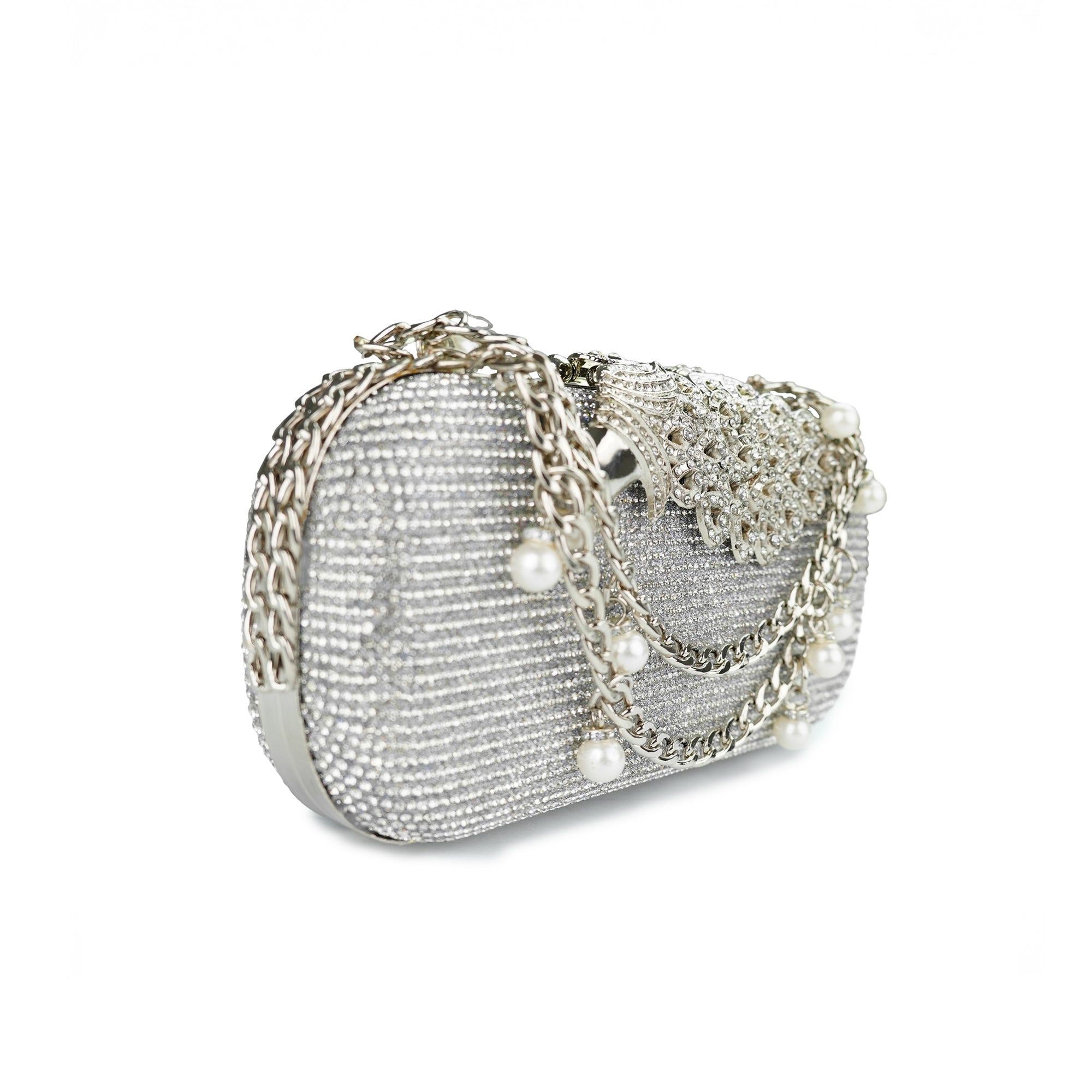 Elegant Pearl-Embellished Evening Clutch