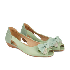 Sage Green Bow Pumps WP16