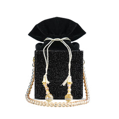 Black Glitter Drawstring Gift Pouch