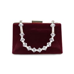 Elegant Velvet Clutch with Crystal Embellishment