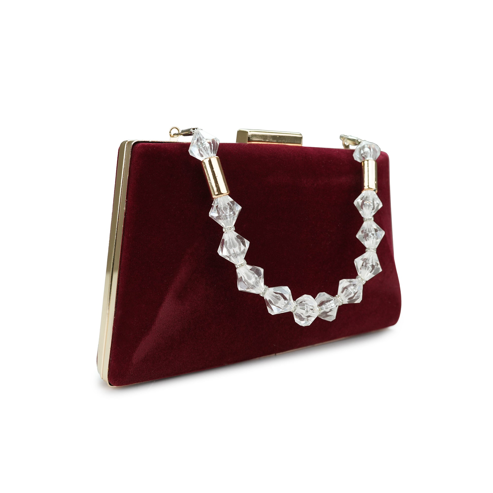 Elegant Velvet Clutch with Crystal Embellishment