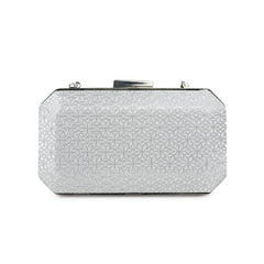 Silver Siren Geometric Clutch with Crystal Chain