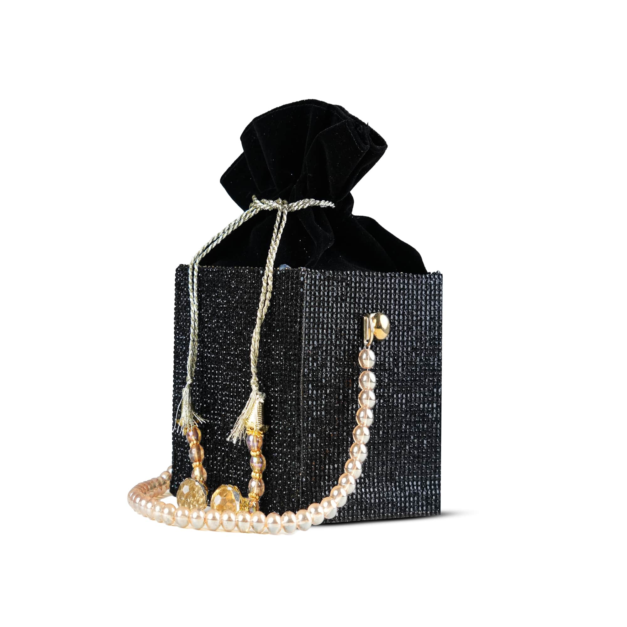 Black Glitter Drawstring Gift Pouch