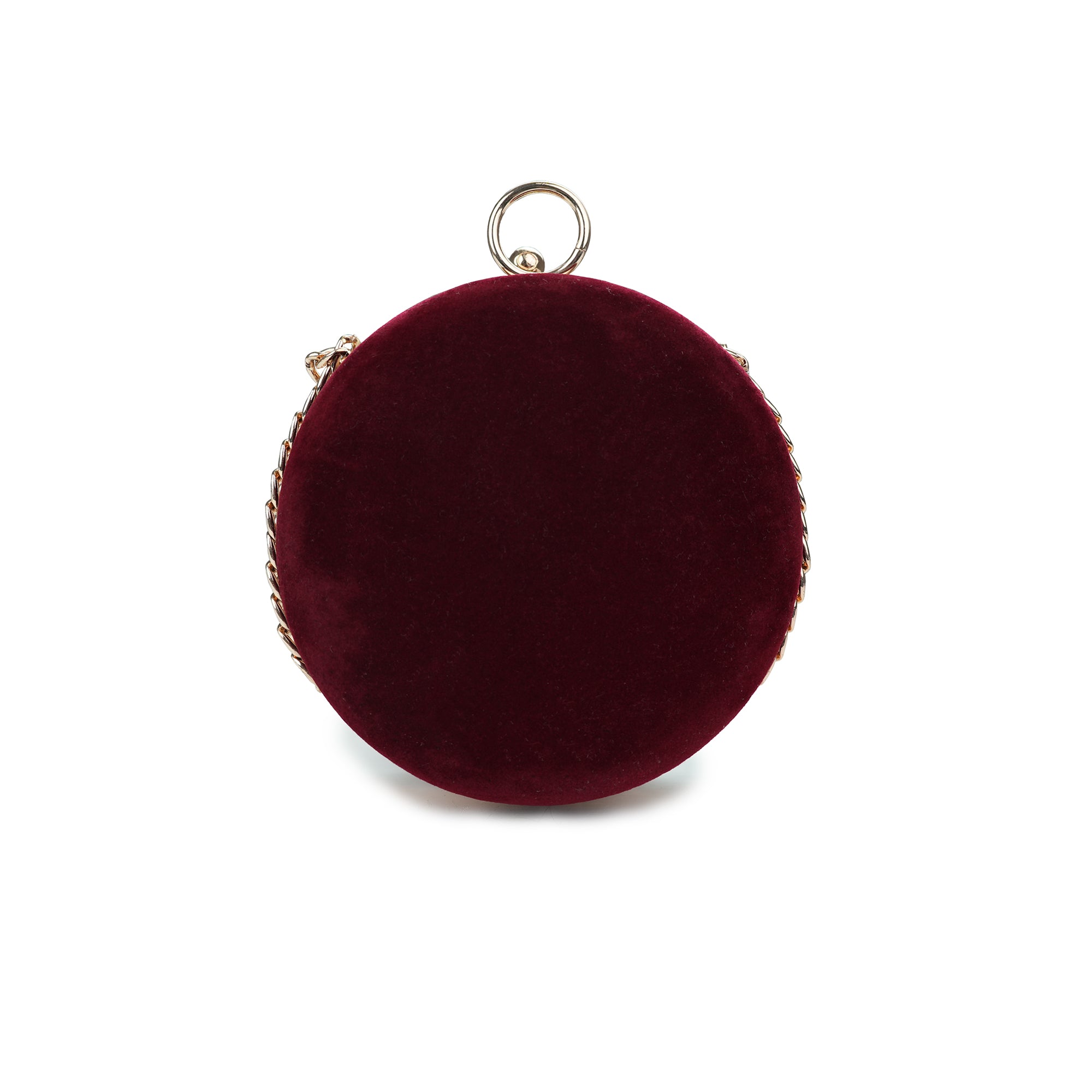 Red Opulent Velvet & Pearl Chain Bag