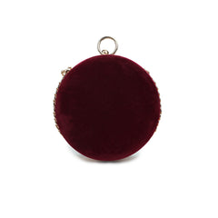 Red Opulent Velvet & Pearl Chain Bag