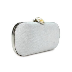 Sliver Elegant Pearl-Clasp Evening Clutch