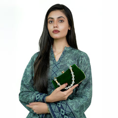 Emerald Crystal-Embellished Velvet Clutch