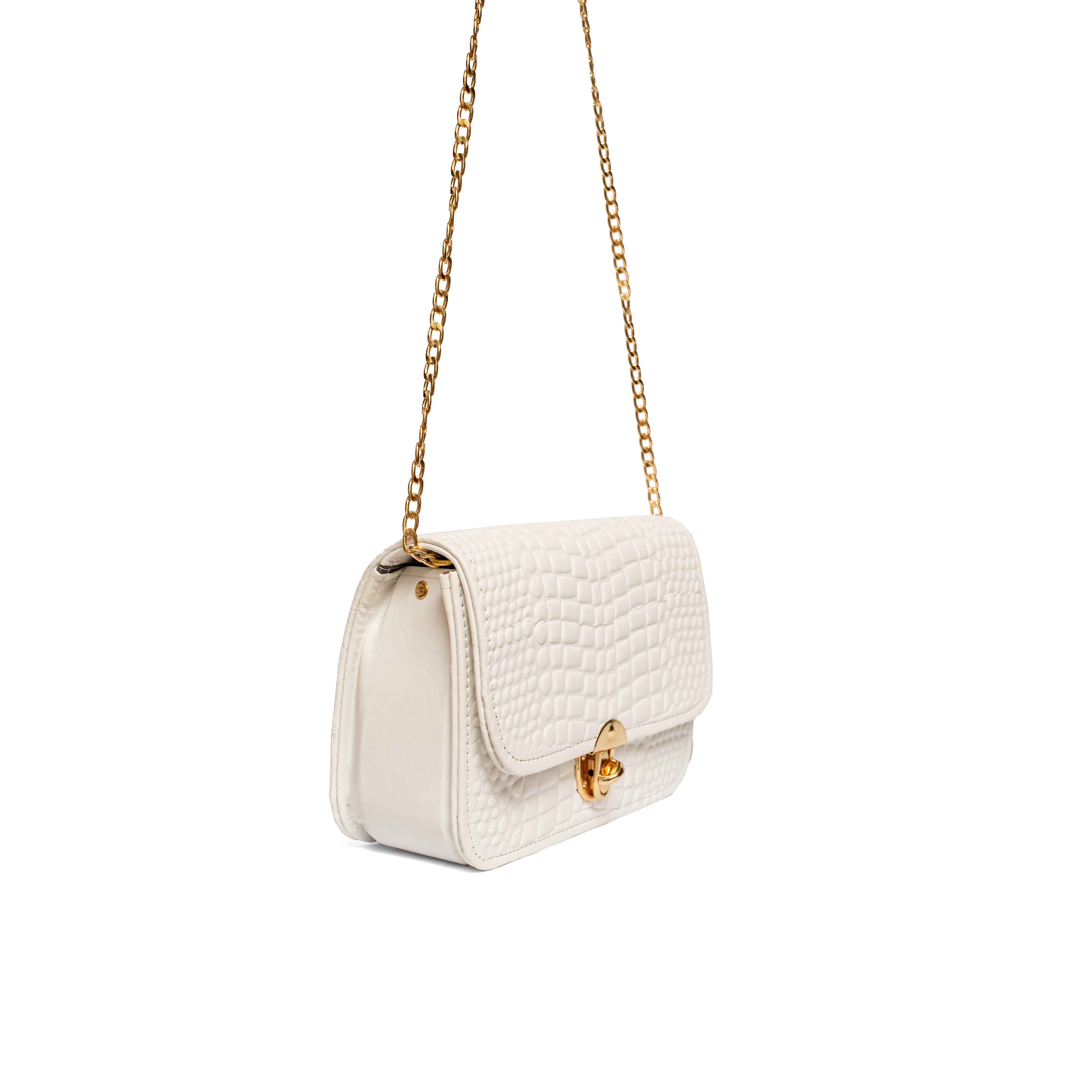 Long Chain Cross Body Bag - White