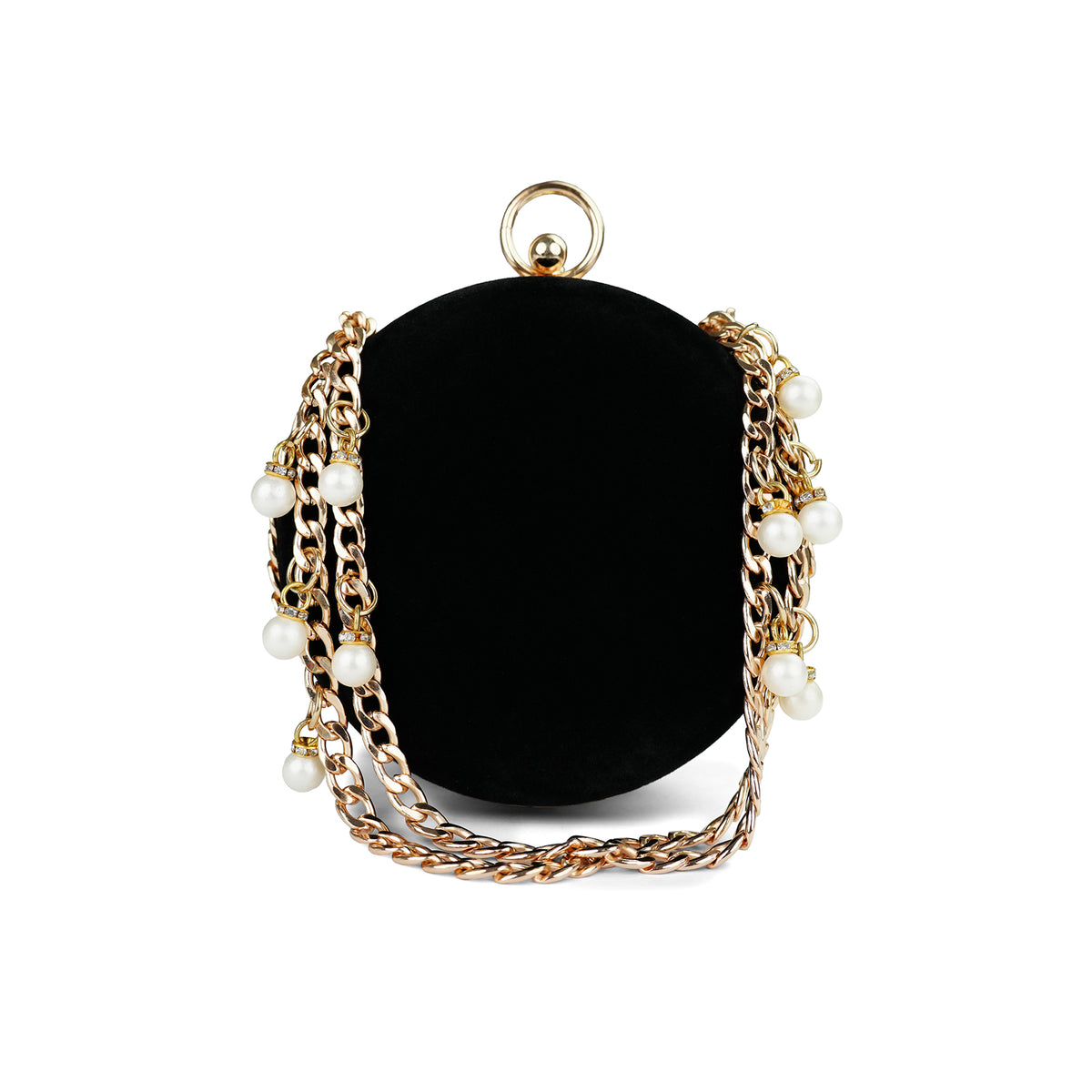 Opulent Velvet & Pearl Chain Bag